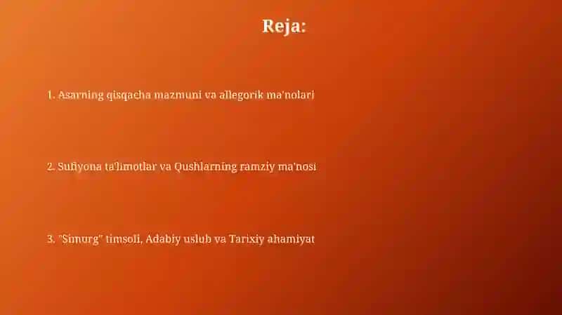 Nishotiyning "Qushlar munozarasi" asar tahlili 2