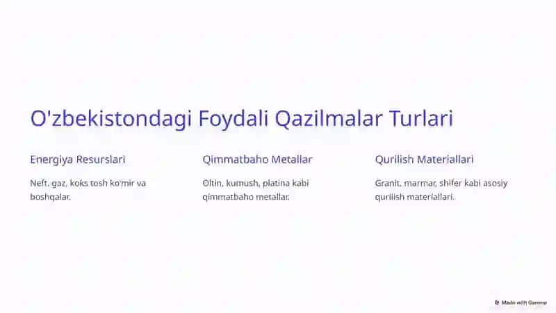 O'zbekistonning Foydali Qazilmalari 2