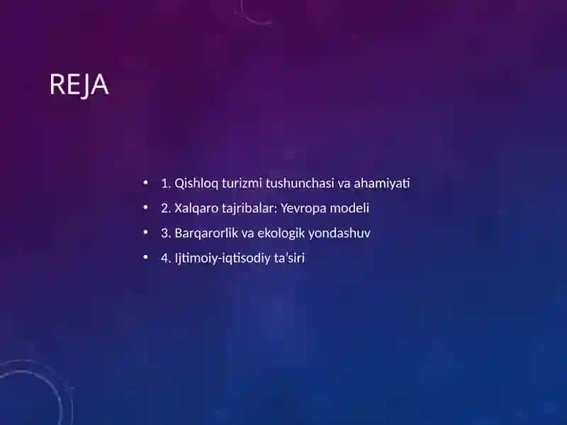 Qishloq turizmini rivojlantirishdagi xalqaro modellar 2
