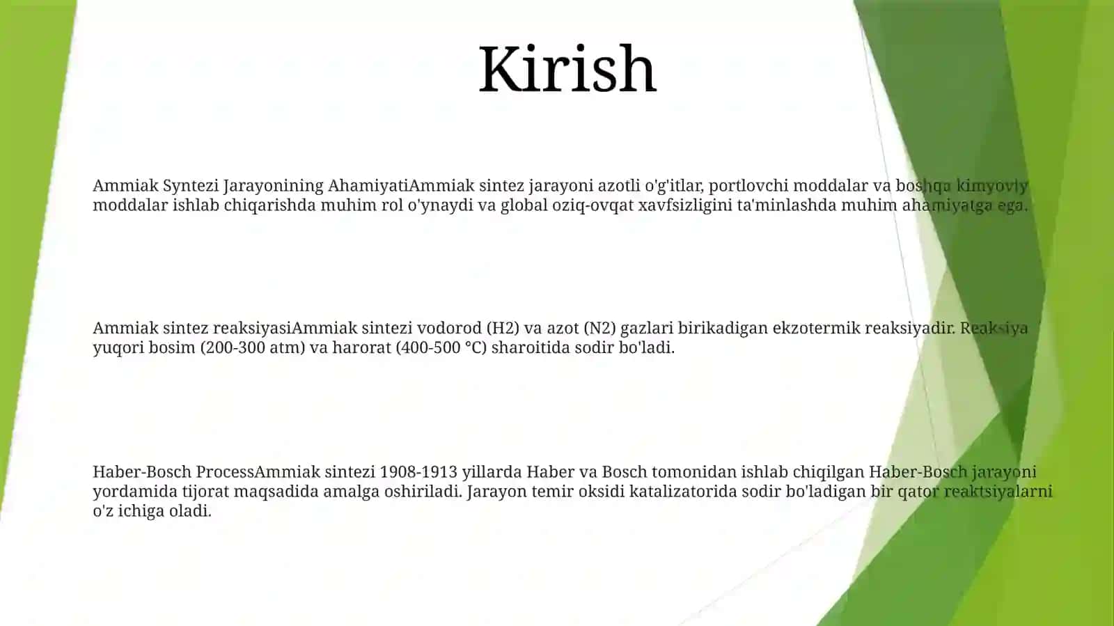Ammiak Sintezi Jarayonining NazariyAsoslari 2