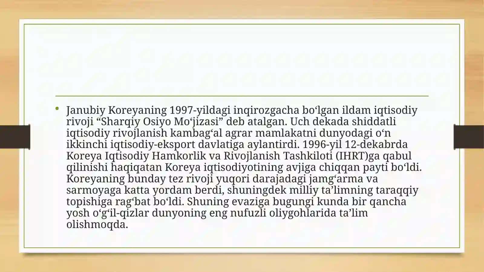 Koreya Respublikasi iqtisodiy ahvoli 2