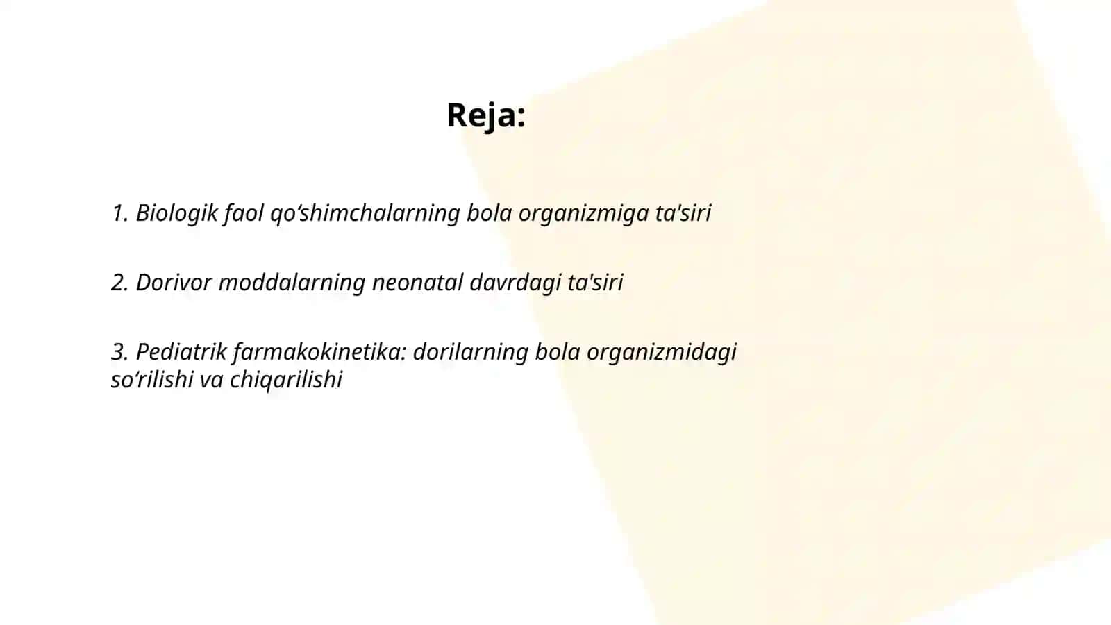 Biologik faol va dorivor moddalarning bola organizmiga ta'siri 2
