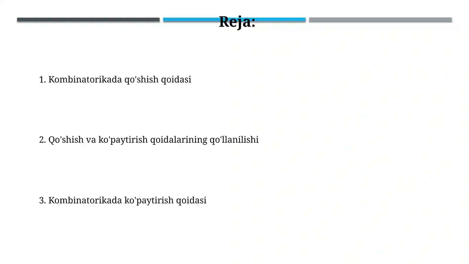 Kombinatorikada qo'shish va ko'paytirish qoidasi 2