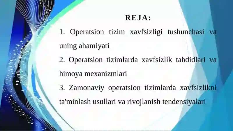 Operatsion tizim xavfsizligi tushunchasi 2