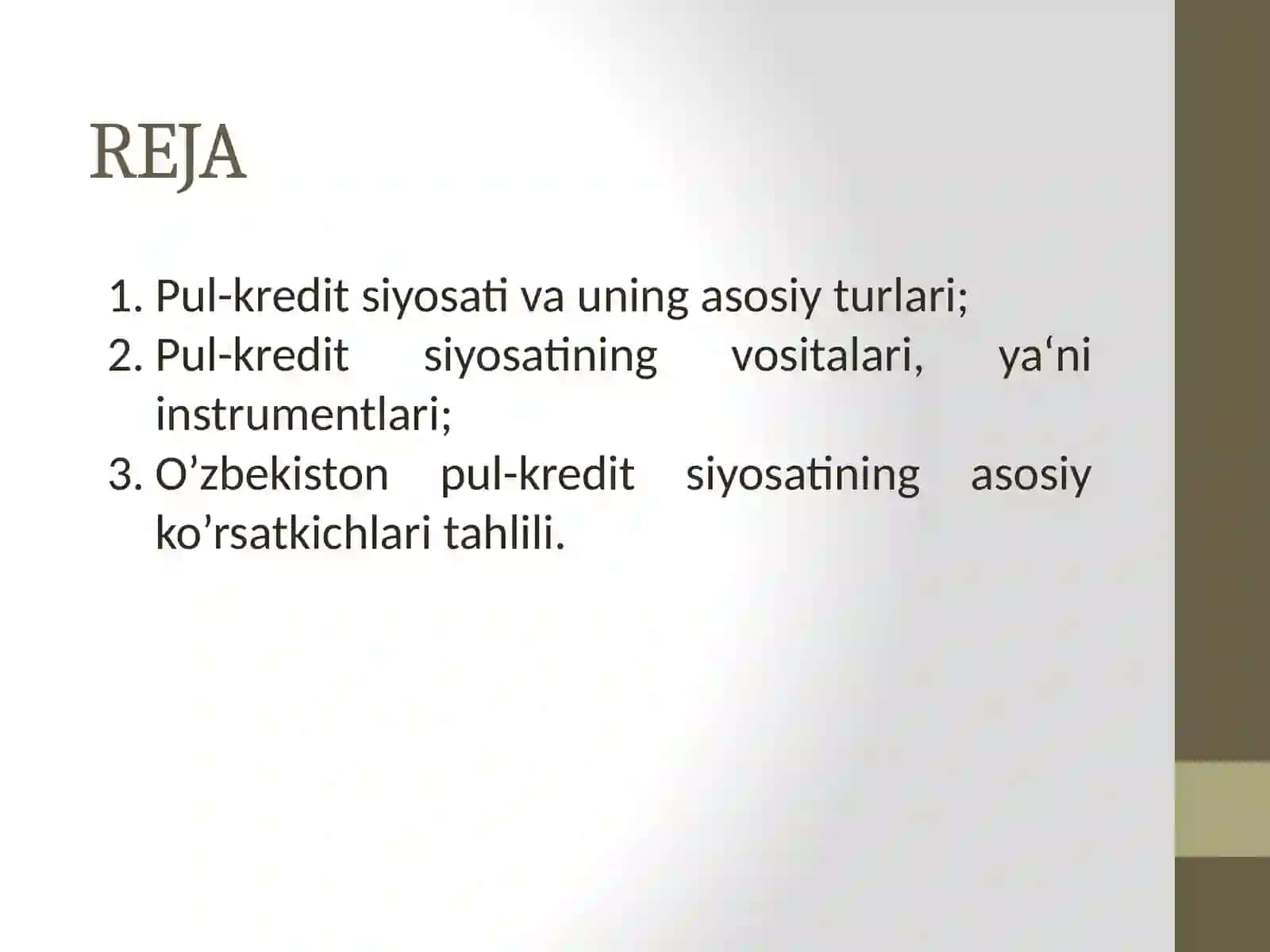 PUL-KREDIT SEKTORINING IQTISODIY TAHLILI 2