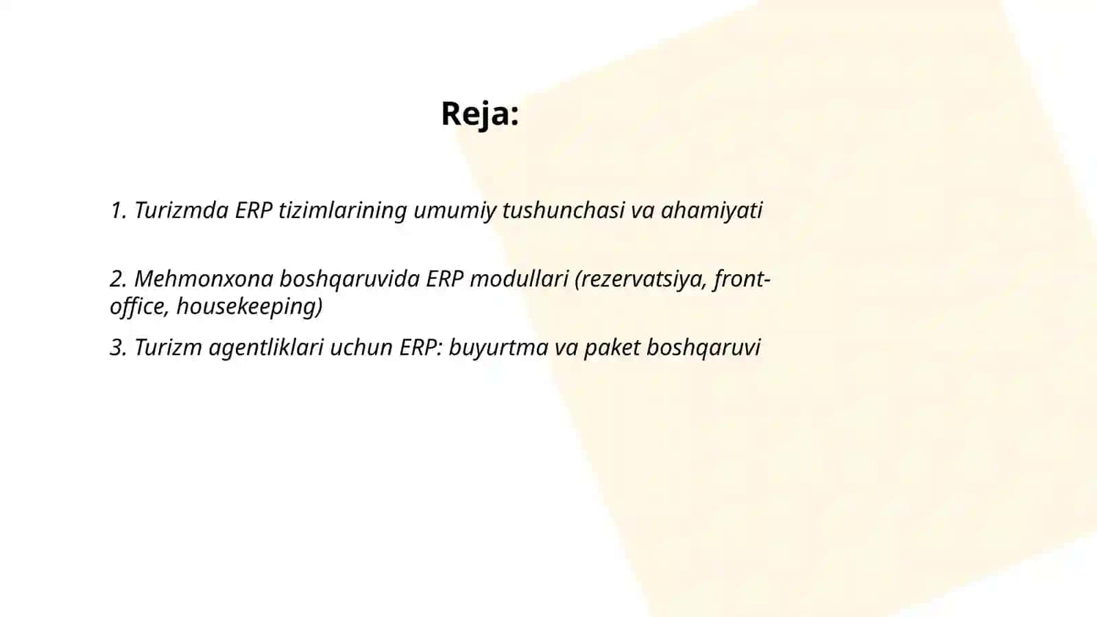 Turizmda ERP tizimlaridan foydalanish 2