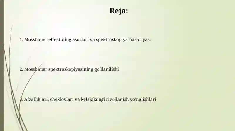 Meyossbauer effekti va uning qŏllanilishi 2