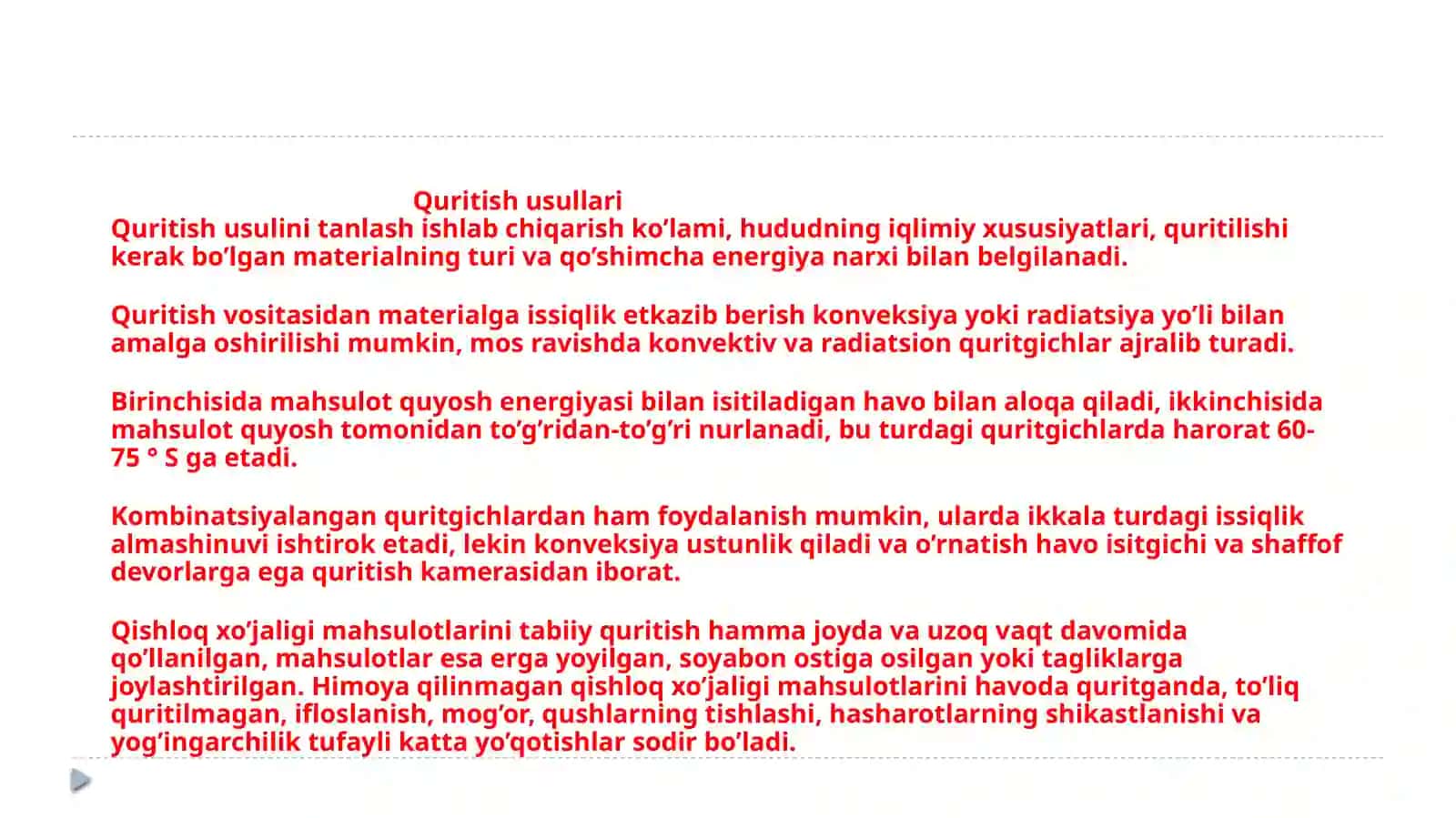 Quyoshli qurutgichlar 2