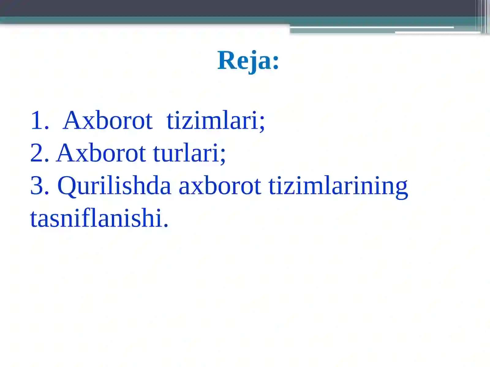 Qurilishda axborot tizimlari 2