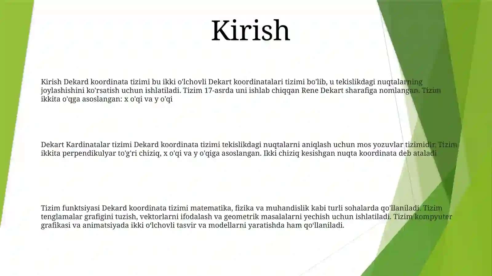 Dekard Kardinatalar Sistemasi 2
