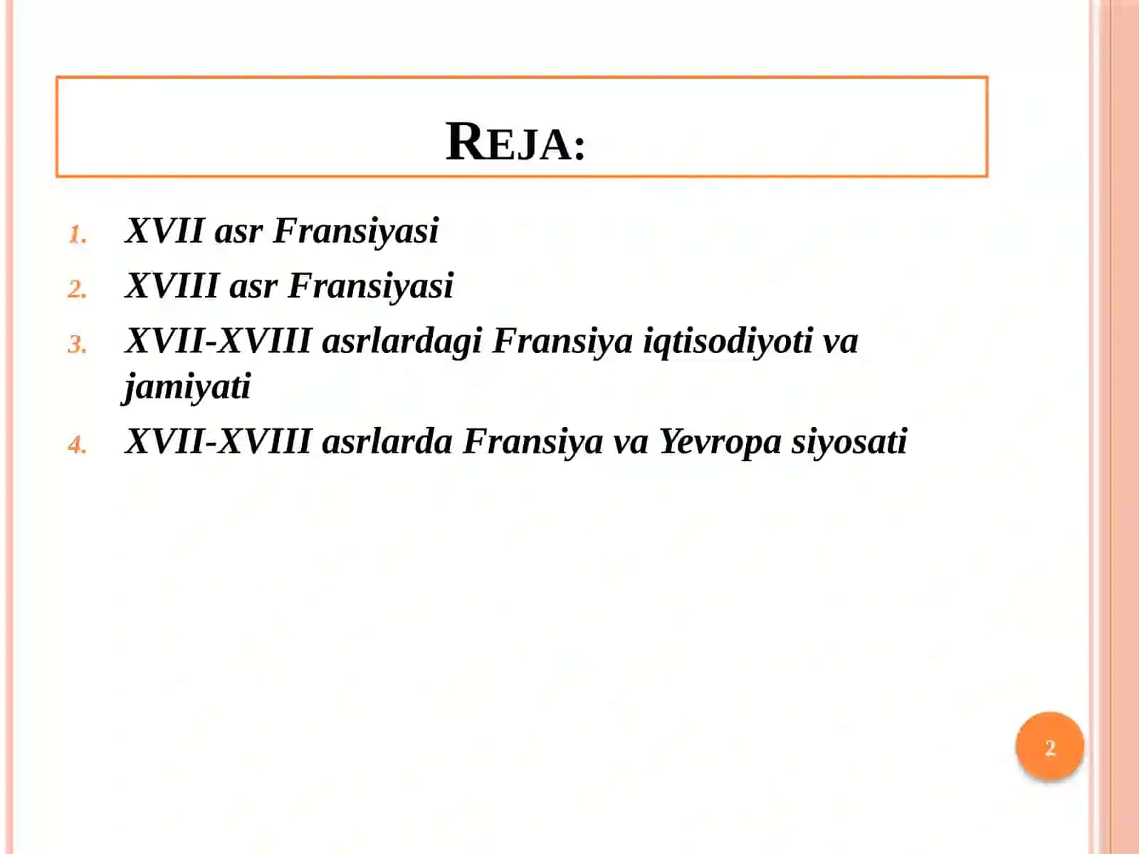 XVII-XVIII ASRLARDA FRANSIYA 2