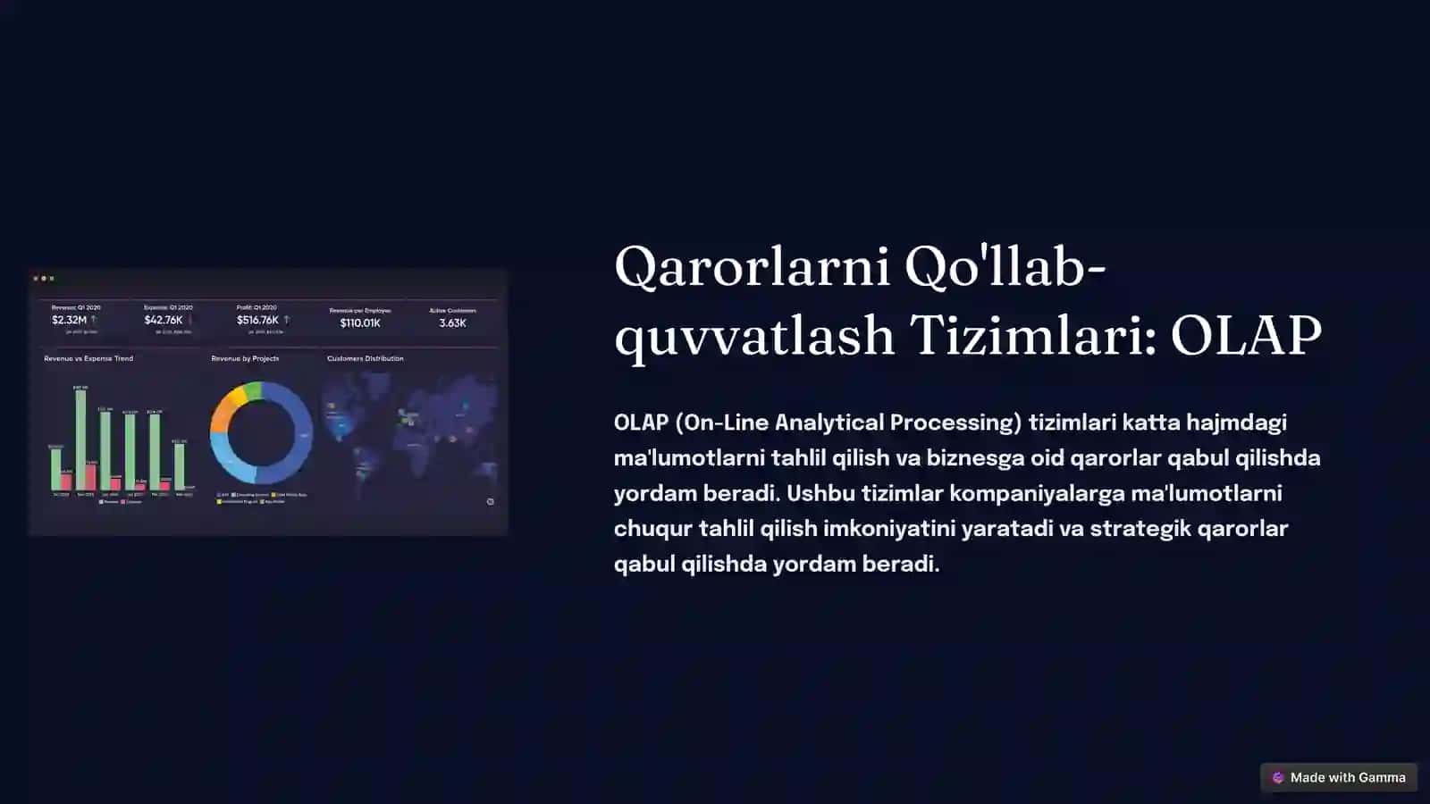 Qarorlarni Qo'llab-quvvatlash Tizimlari: OLAP 2