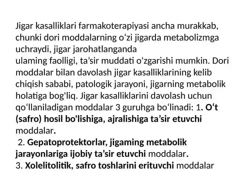 Jigar kasalliklari farmakoterapiyasi 2
