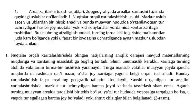 Areal doirasida turning tarqalish qonuniyatlari 2