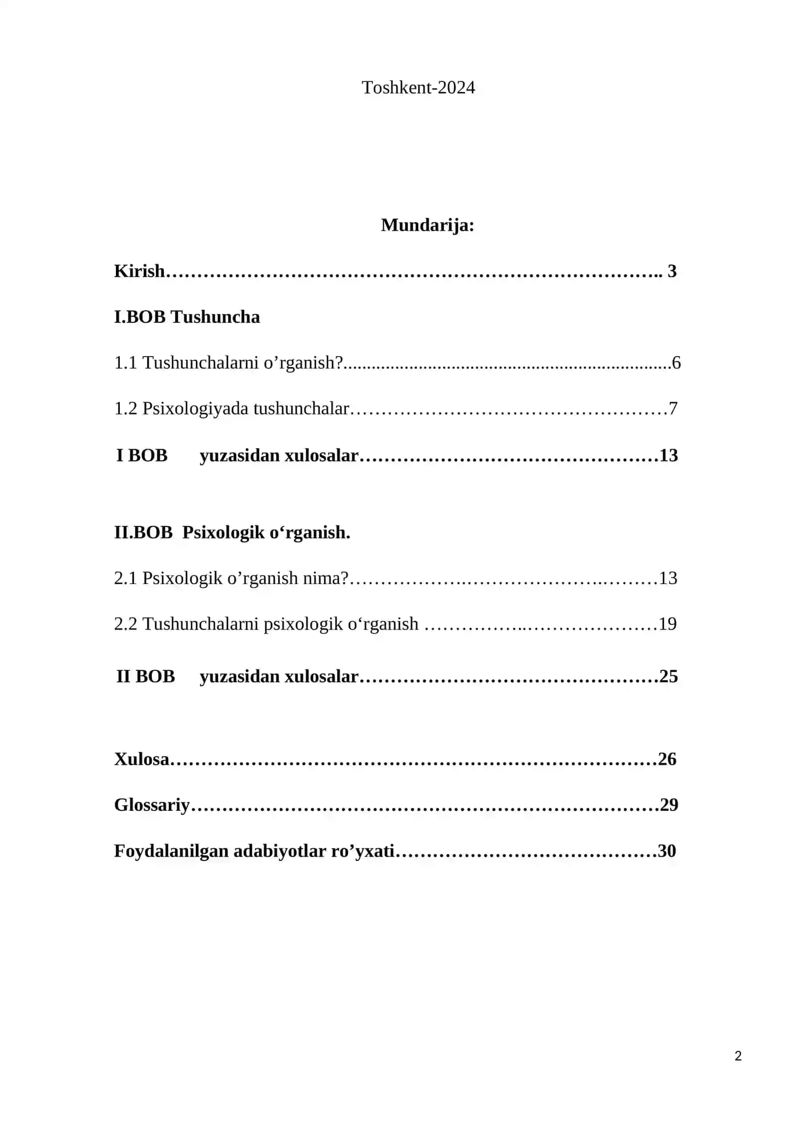Tushunchalarni psixologik o‘rganish 2