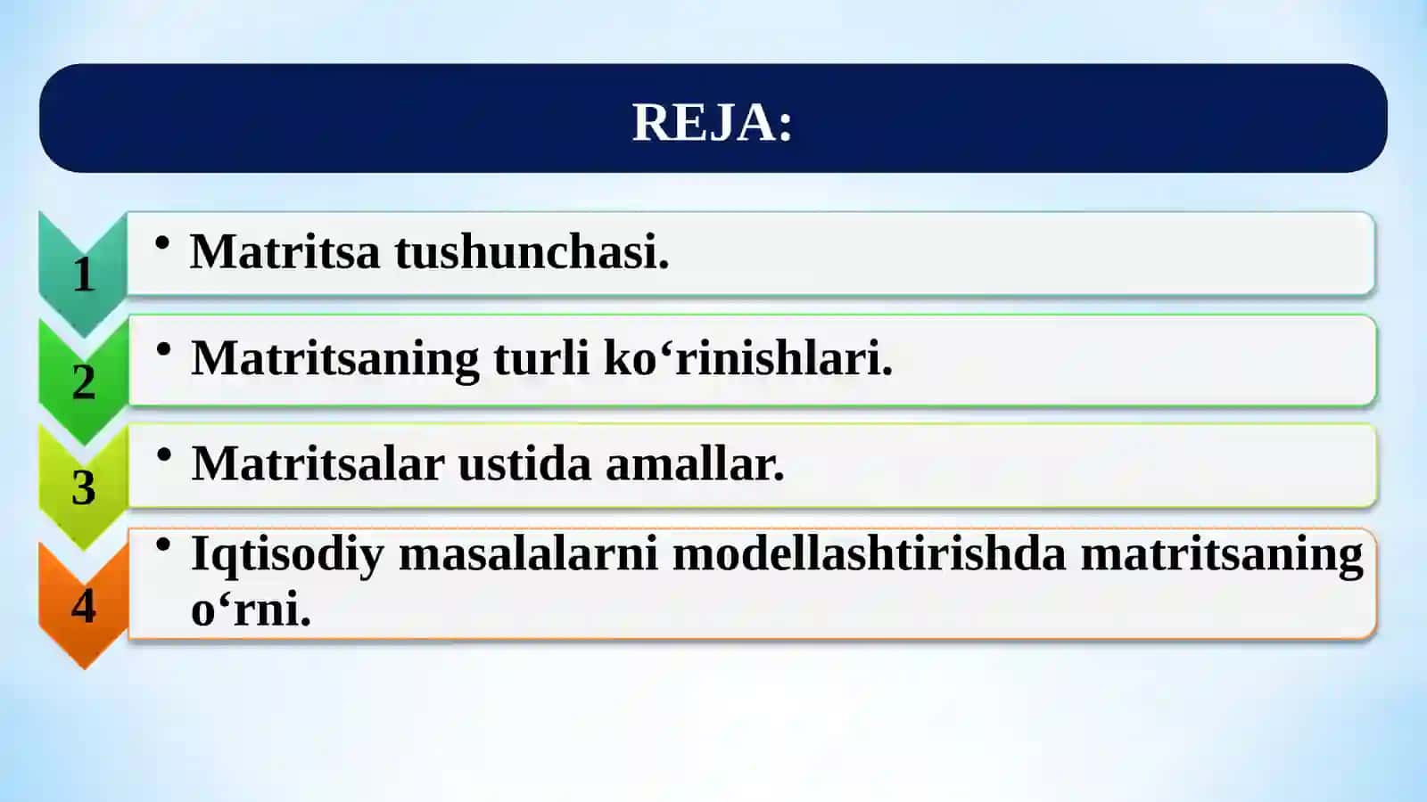 Matritsalar va ular ustida amallar 2