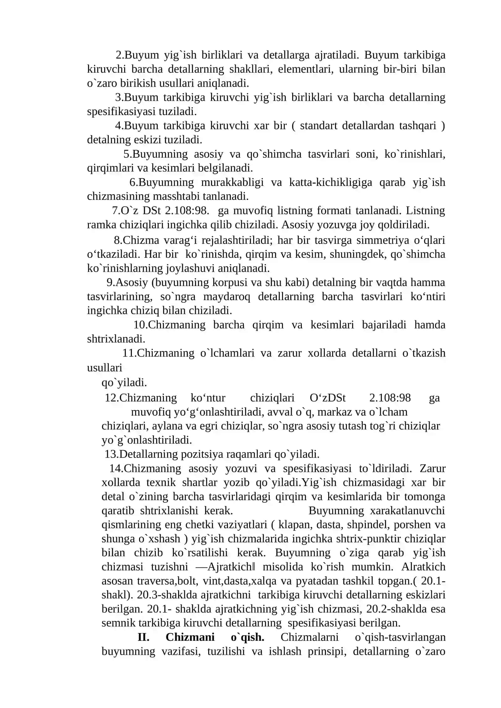 Yig`ish chizmalarini tuzish 2