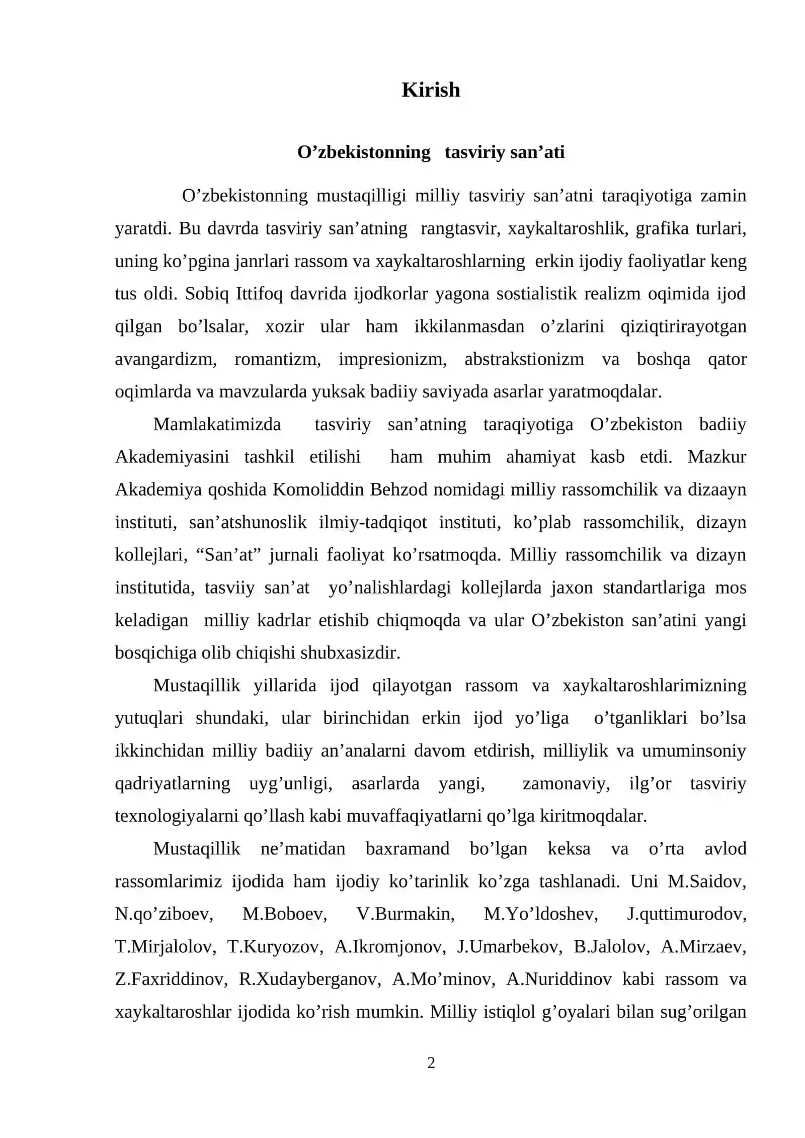 Moy bo’yoqda “ Qishloq manzarasi’ 2