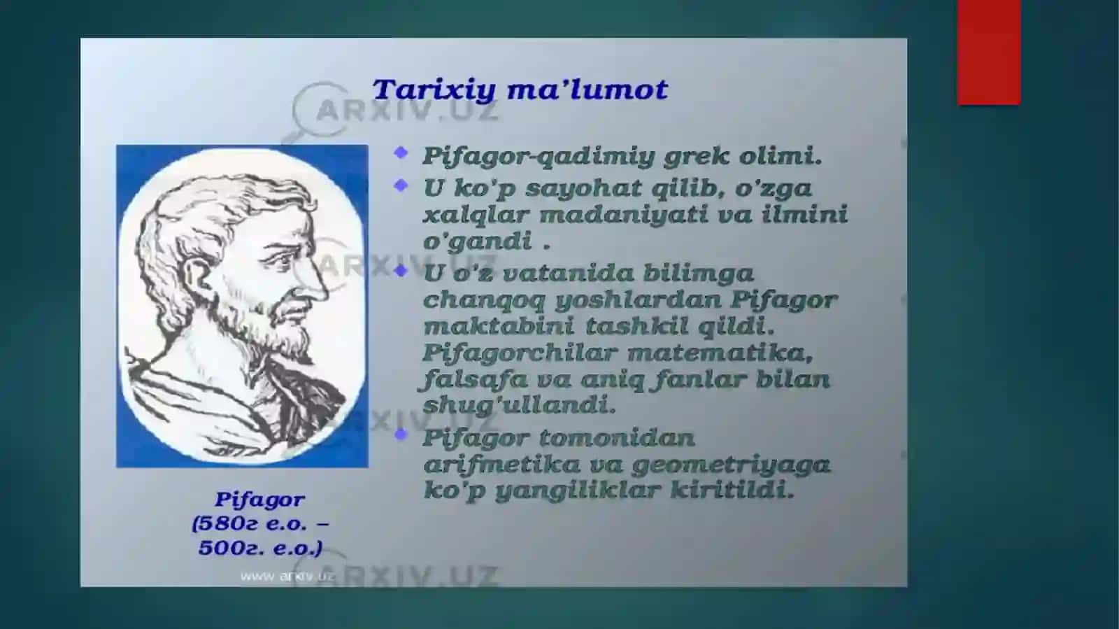 PIFAGOR HAYOTI VA IJODI HAQIDA 2