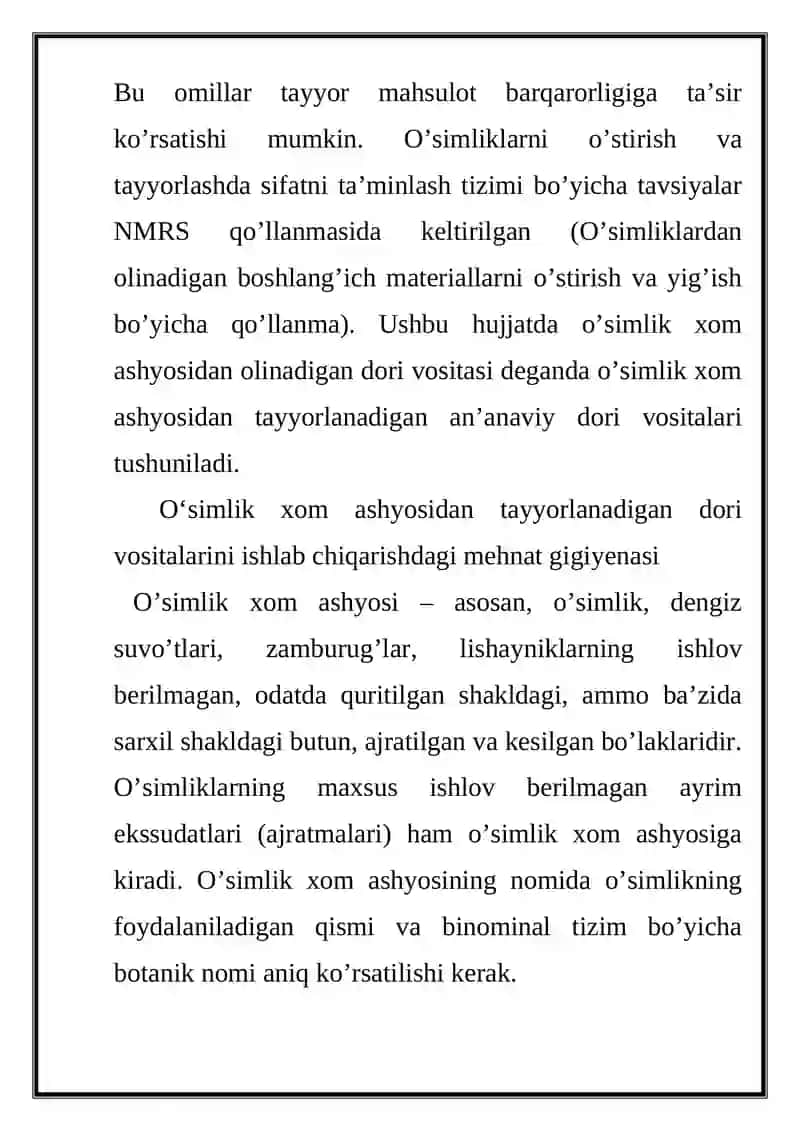 O’simlik xom ashyosidan dori vositasi 2
