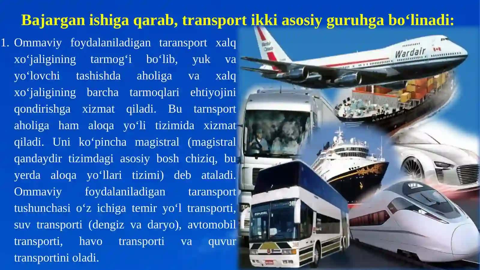 Transport turlari va ularda xavfsizlik 2