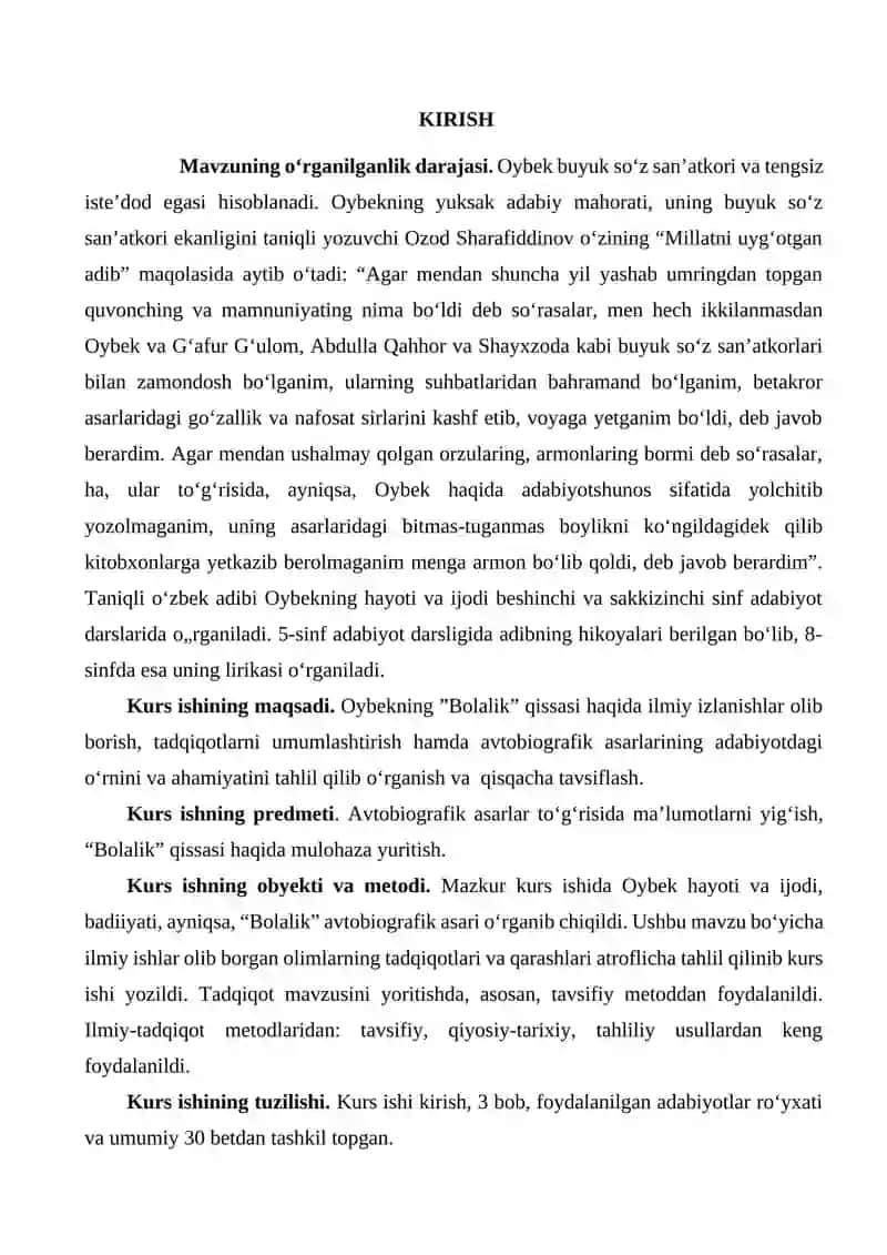 Bolalik qissasi avtobiografik asar 2