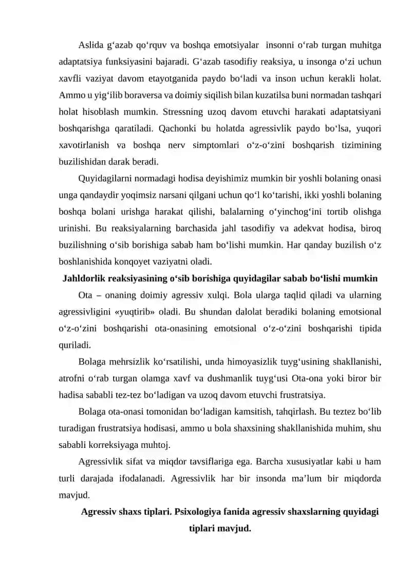 AGRESSIYA VA UNING SHAKLLARI 2
