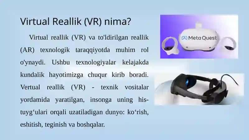 Virtual va To'ldirilgan Reallik Texnologiyalarning Mohiyati 2