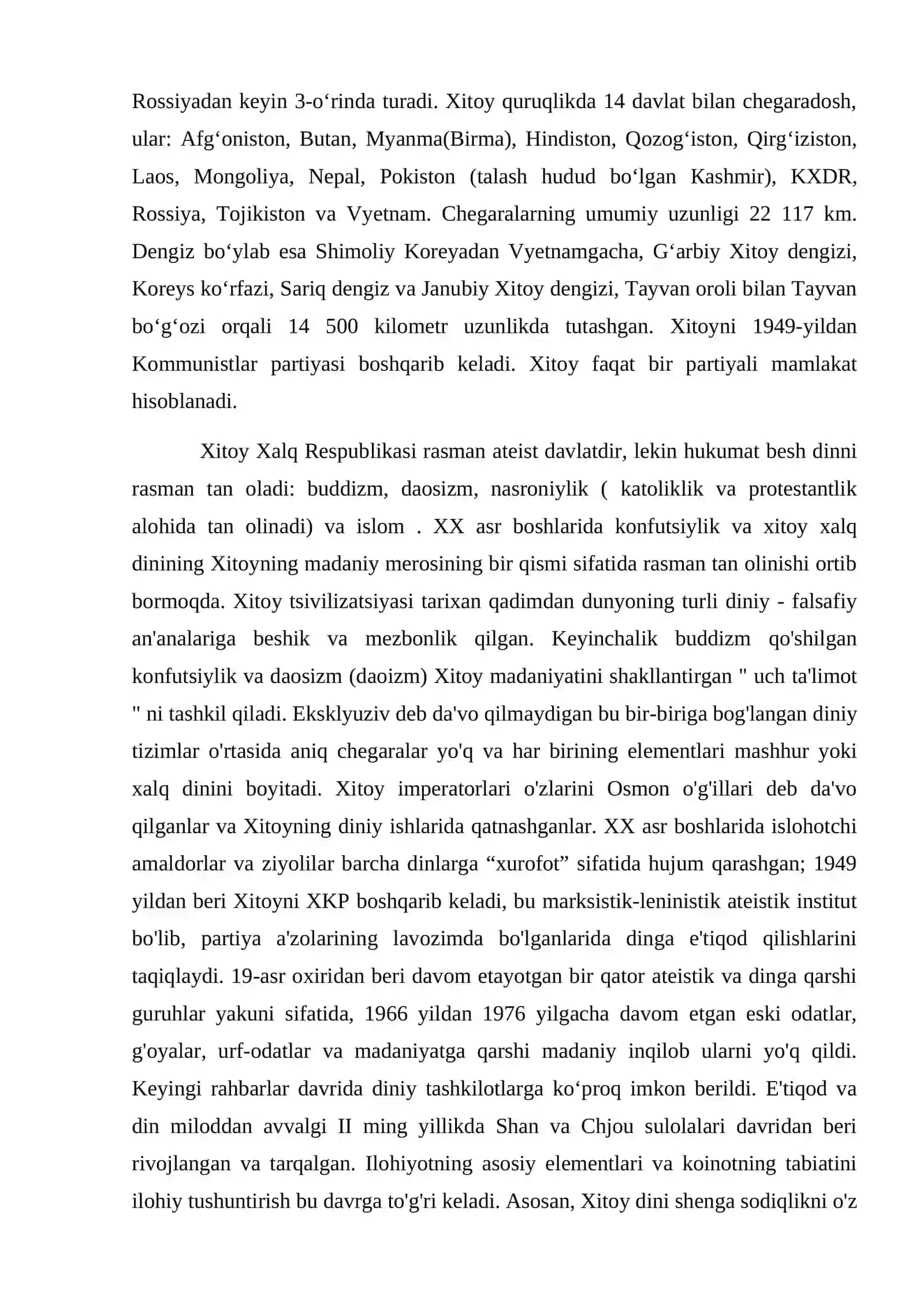 XITOYDA DAVLAT BOSHQARUVI VA E’TIQODLAR ESSE 2