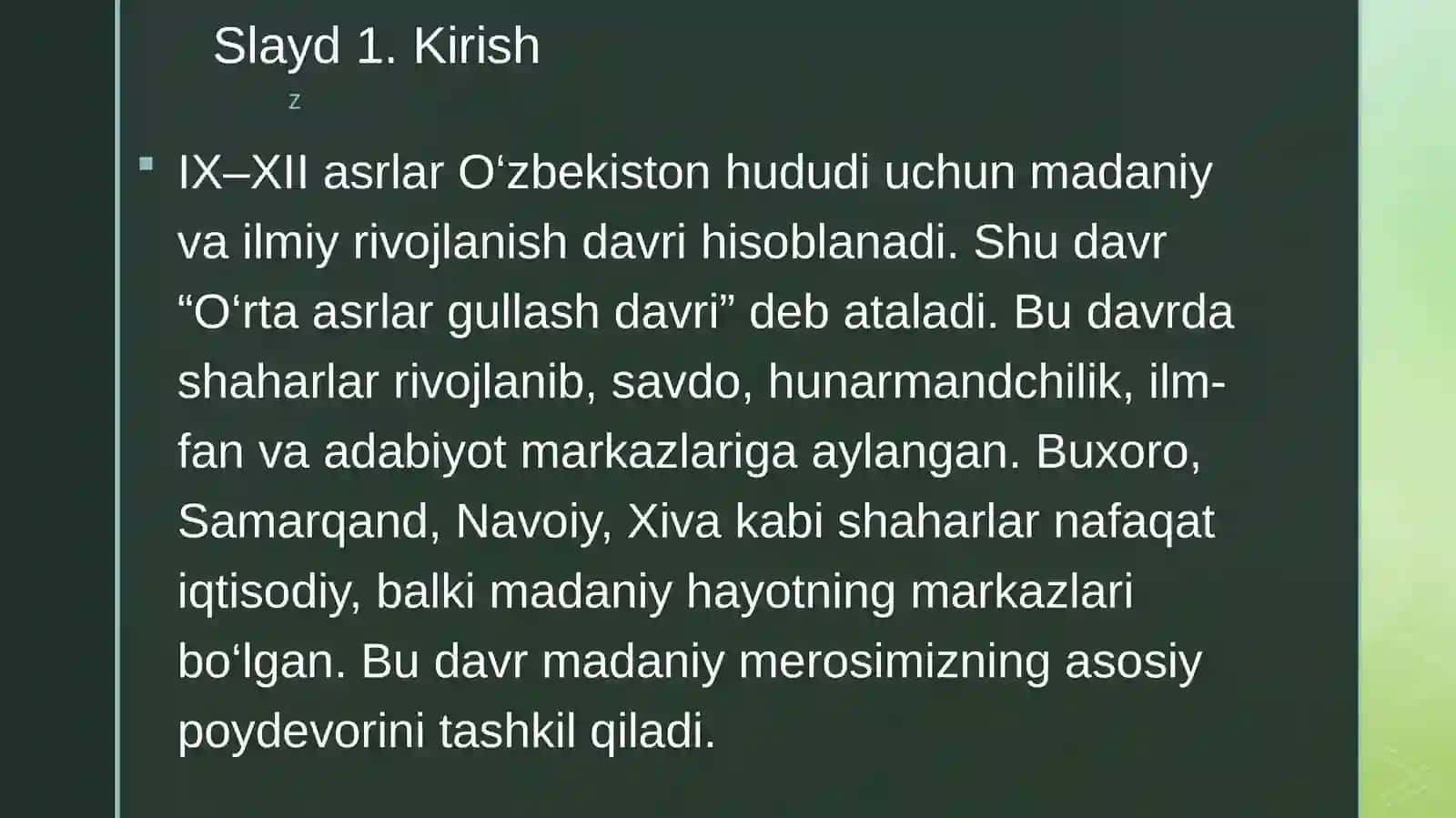 IXXllasarlarda mamlakatimiz hududida ro'y bergan madaniy uyg'onish 2