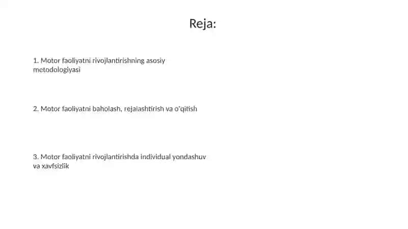 Motor faoliyatni rivojlantirish metodikasi 2