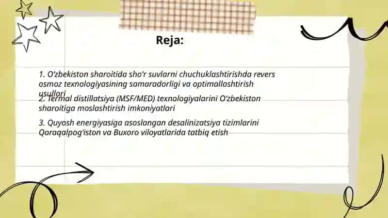 Oʻzbekiston sharoitida shoʻr suvlarni chuchuklashtirish gʻoyasini yaratish 2