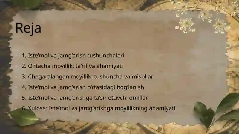 Iste’mol va jamg’arishga o’rtacha hamda chegaralangan moyillik 2