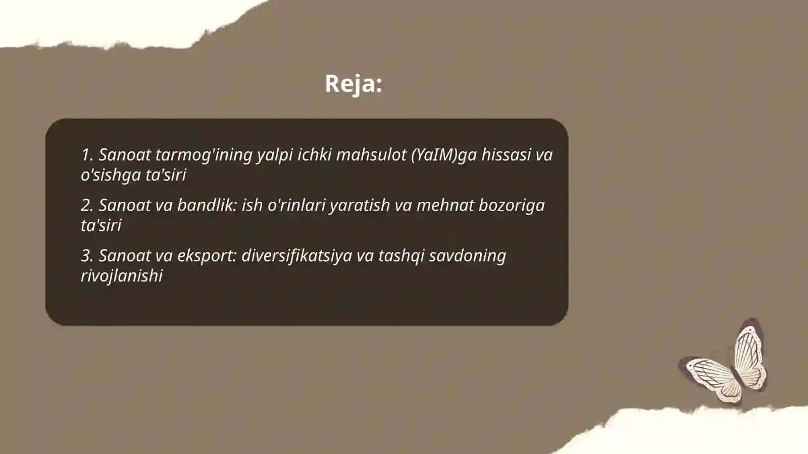 Sanoat tarmog'ining iqtisodiy rivojlanishdagi ro'li 2