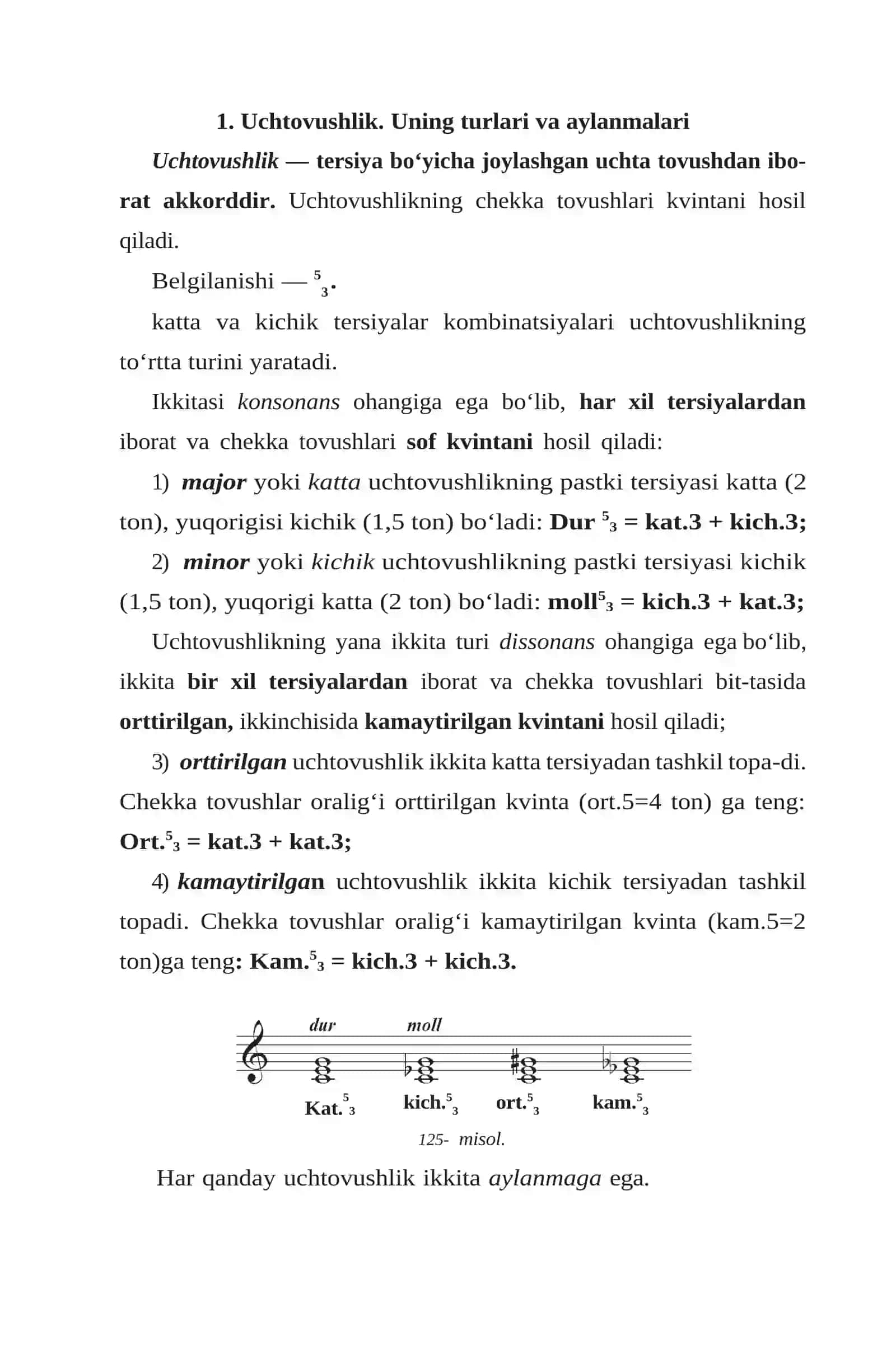 Uch tovushlik turlari va ularning aylanmalari 2