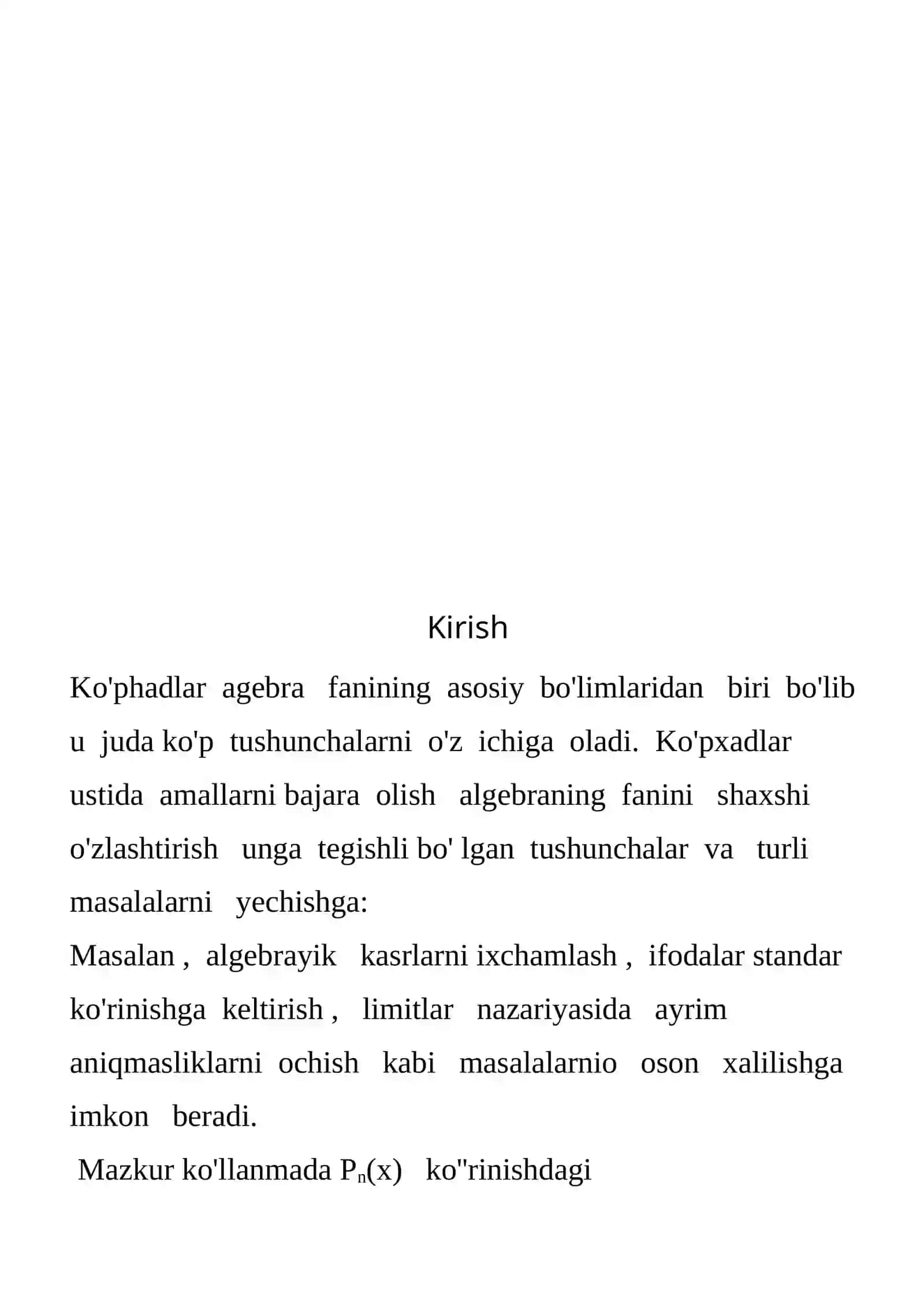 Birxadlar va ko'pxadlar mavzusini o'qitish medodikasi 2