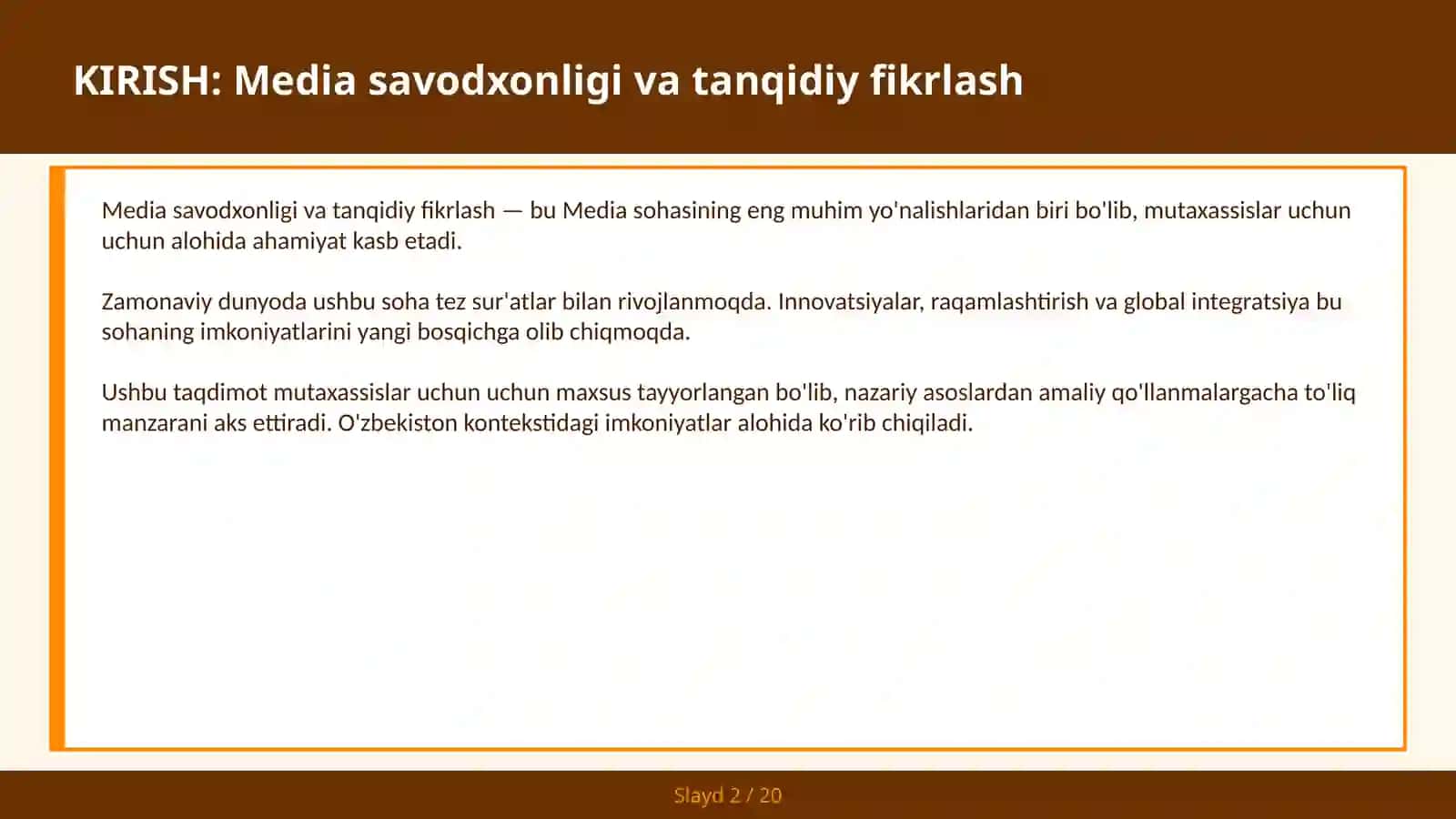 MEDIA SAVODXONLIGI VA TANQIDIY FIKRLASH 2