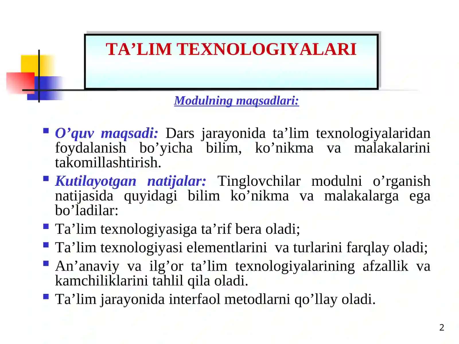 TA’LIM TEXNOLOGIYALARI 2