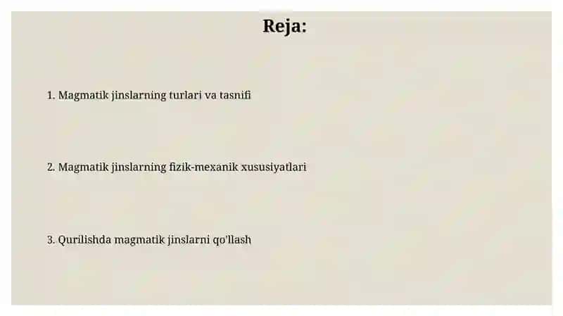Magmatik tog' jinslari va ularning qurilish xossalari 2