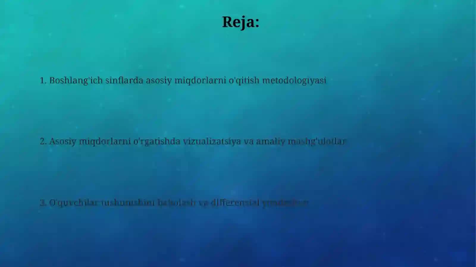 Asosiy miqdorlarni o'rgatish metodologiyasi 2