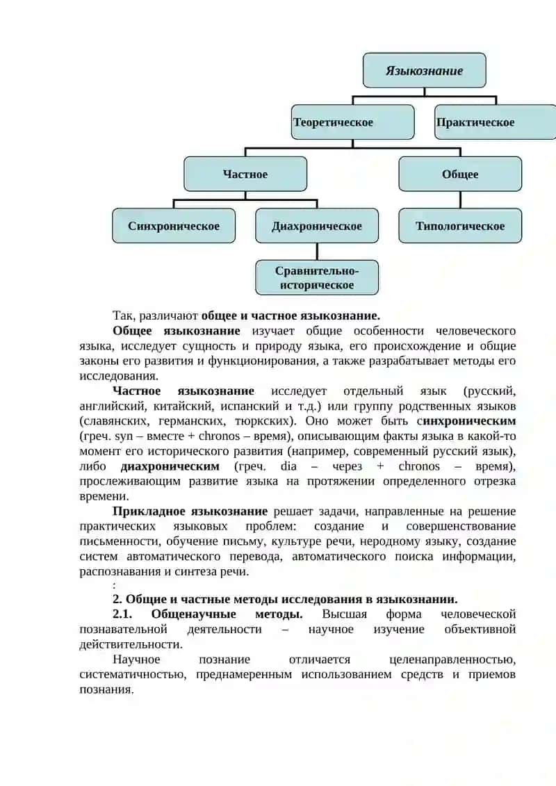 Основные аспекты и разделы языкознания 2