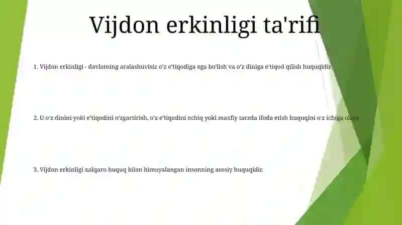 Vijdon Va EʼTiqod Erkinligining TaʼRifi 2