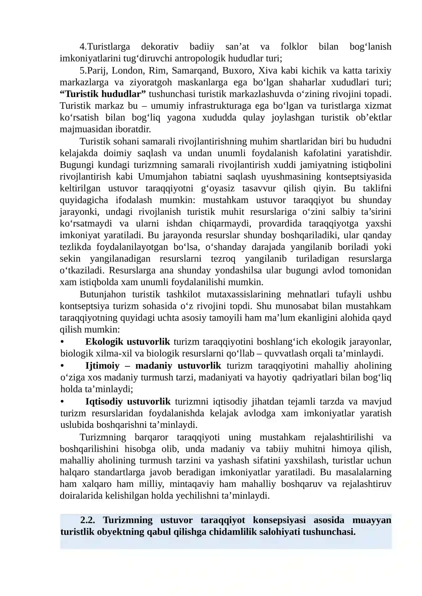 TURIZMNI REJALASHTIRISHNING TAMOYILLARI 2