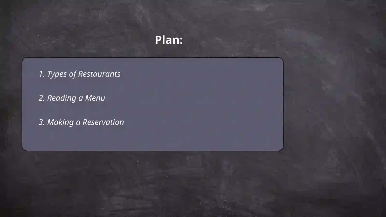 Eating out. Ordering in a restaurant 2