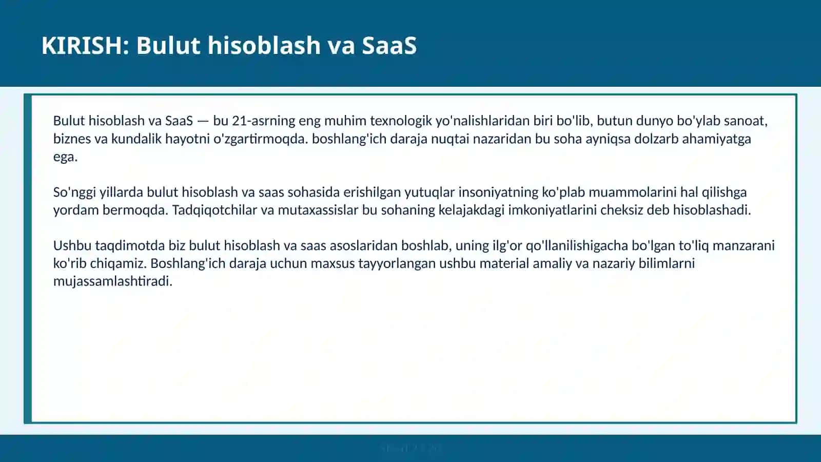 Bulut hisoblash va SaaS 2