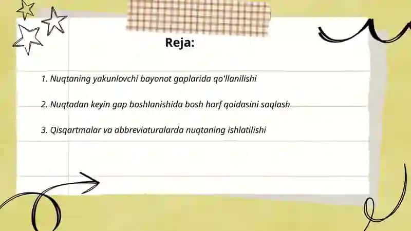 Tinish belgilarining qo'llanish o'rinlari 2