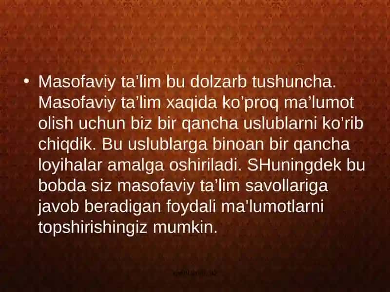 Masofaviy o’qitish tizimlari 2