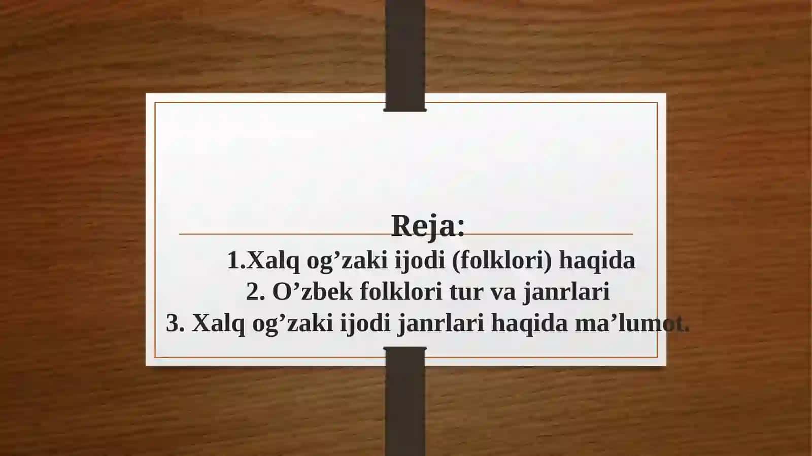 Xalq og’zaki ijodi va uning janrlari 2
