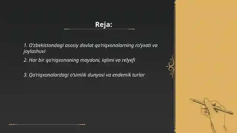Oʻzbekistondagi Qoʼriqxonalar haqida maʼlumot 2