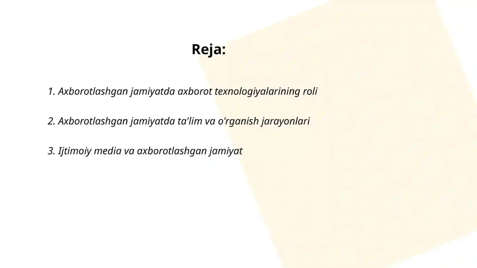 Axborotlashgan jamiyatning óziga xos jihatlari 2